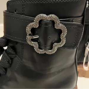 NEW Sam & Libby Vegan Leather Combat boots, lace up/Zipper, black, size 8.5 US thumbnail 5