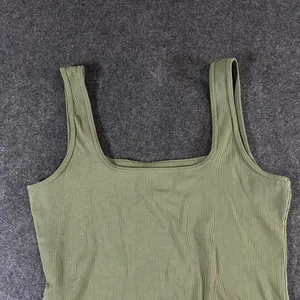 Abercrombie & Fitch Soft AF Ribbed Bodysuit Olive Green‎ Square Neck Large thumbnail 9