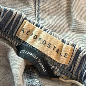Aeropostale Womens XS Light Wash Tencel Cotton Dolphin Shorts Drawstring Blue thumbnail 3