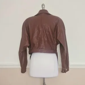 Lamarque Women's Mahogany Brown Dani Moto Jacket Large Cropped Belted Fall thumbnail 5