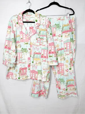 BedHead X Anthropologie Parisian Delight Classic Jersey Pajama Set Long Sleeve thumbnail 3