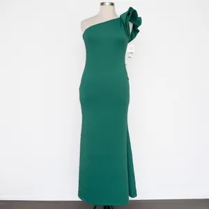 Betsy & Adam. Daisy long scuba one shoulder gown. thumbnail 2