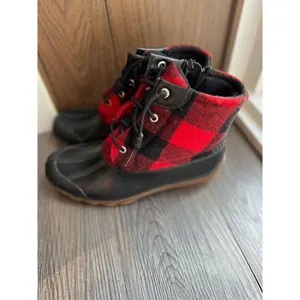 Sperry Buffalo‎ Plaid Duck Boots Red Black Waterproof Winter Ankle Boots thumbnail 2