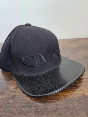 CAKE Black Leather Snapback Duck Bill Cap Sleek Glossy Streetwear Nightclub Wool thumbnail 7
