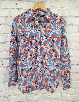 Lauren Ralph Lauren Top Women's S Cotton Voile Button Up Lightweight Preppy thumbnail 1