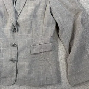 Banana Republic Women's Size 12 Gray Plaid Stretch Blazer Jacket Career Workwear thumbnail 2