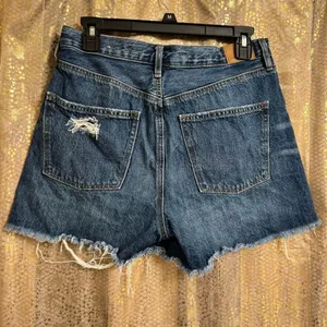 American Eagle Blue 90's Boyfriend Shorts Distressed Cut Offs Size 8 thumbnail 2