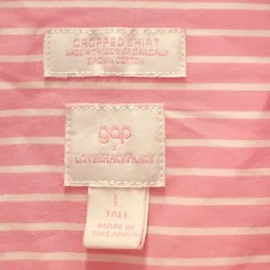 Gap × Loveshackfancy Baby Pink‎ 100% Organic Cotton Cropped Shirt Casual Easter thumbnail 6