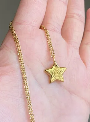 Handmade grunge y2k star swirl fully gold stainless steel chain necklace💫🌀 thumbnail 4