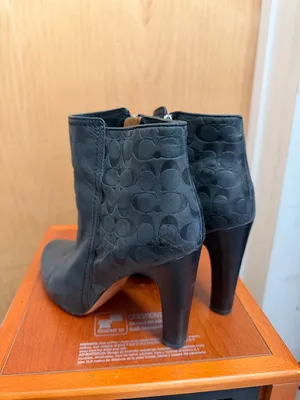 Coach Hanni Black Signature Embossed Booties - Side Zipper Closure. Size: 9.5 thumbnail 5