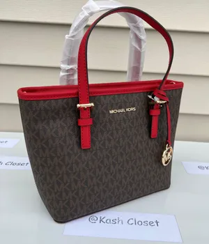 Michael Kors JST Extra-Small Top-Zip Tote Bag -Flame/Brown thumbnail 2