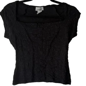 Daily Stage Y2k Black Lace Top Women's L Whimsigoth Fairy Grunge Square‎ Neck thumbnail 1