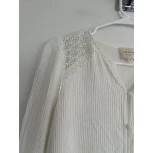 EUC Sézane Clém Sz38 White Long Sleeve Ecru Shirt Lace Details Textured Business thumbnail 7