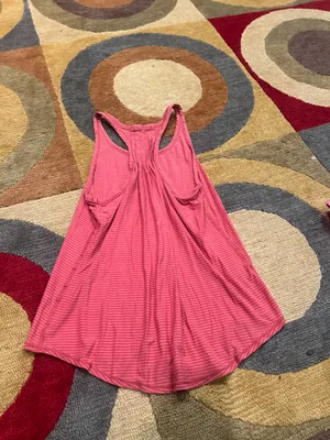Lululemon Yogi Everyday Tank Top Cotton Racerback Pink Stripe Size 8 thumbnail 2