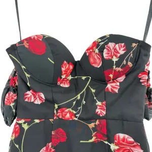 White Fox Boutique Monte Carlo Mini Dress Black‎ Red Floral Size XS thumbnail 4