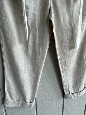 Aritzia Wilfred Linen Blend Cropped Trousers in Cream Size S thumbnail 7