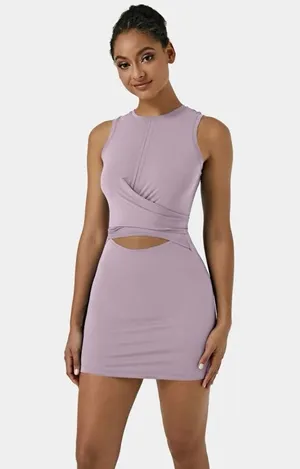Halara Sleeveless Cut Out Tie Back 2-Piece Pocket Mini Yoga Activity Dress large thumbnail 1