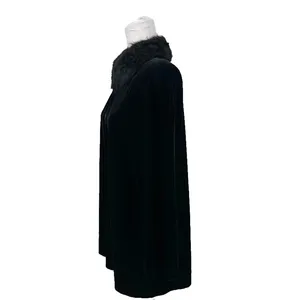 Vintage Cachet Velvet Black Cardigan Jacket Large Faux Fur Party‎ Wear Glamour thumbnail 5