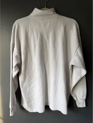 Aerie White Half-Zip Pullover Sweatshirt XS thumbnail 2