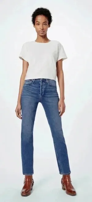 RE/DONE 90’s High Rise Ankle Crop Denim Jeans Button Fly size 28‎ thumbnail 1