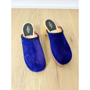 Swedish Hasbeens Viola Wood Clog Purple Blue EU 37/US 7 thumbnail 5