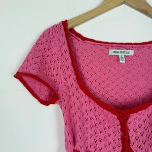 Urban Outfitters Gabriella Fly-Away Knit Babydoll Top Red Pink thumbnail 4
