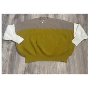 Free People Easy Street Tunic Sweater Womens‎ Small Oversized Colorblock Mustard thumbnail 2