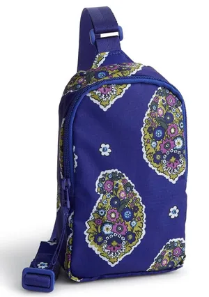 Vera Bradley Ripstop Lorman Blue Floral Sling Bag Kew Gardens Blue Size S NWT thumbnail 1