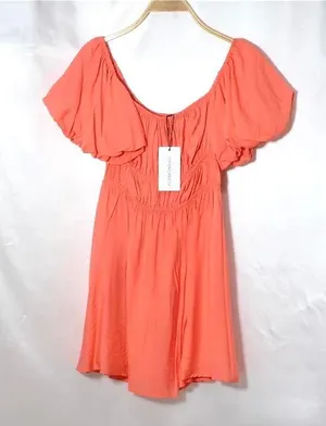 COTTON CANDY Coral Puff Sleeve Mini Dress thumbnail 4
