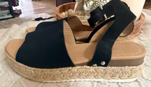 Soda Espadrille Flatform Sandals Black Nubuck thumbnail 4