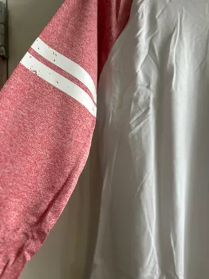 Heathered Red Sleeve Baseball Tee White Size 14 thumbnail 4