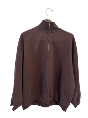 SKIMS Oversize Fleece Half Zip Pullover in Espresso small NWT thumbnail 4