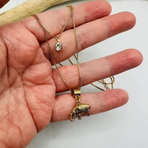 Elephant Layered Gold Necklace Ray Jewelry thumbnail 1