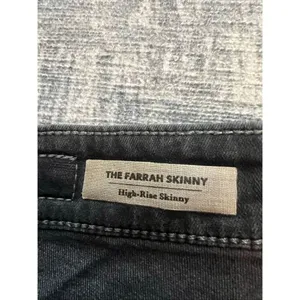AG Adriano Goldschmied Distressed Black The Farrah Skinny High Rise Jeans 26R thumbnail 4