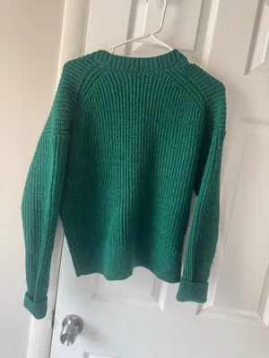 Loft Sweater crop green button up thumbnail 2