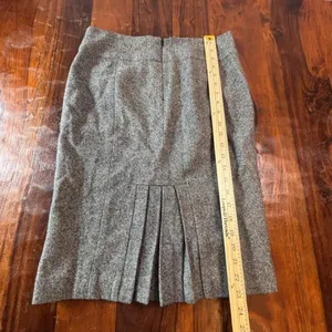 Michael Michael Kors‎ Grey Wool Tweed Pencil Skirt Pleated Back Size 6 Knee thumbnail 5