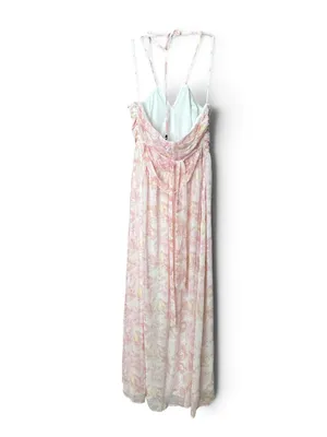 NWOT Lulus Effortlessly Abloom Light Pink Floral Ruched Halter Maxi Dress L thumbnail 6
