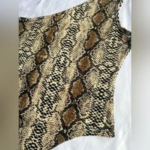 Snakeprint One Shoulder Tank Bodysuit Large Tan thumbnail 4