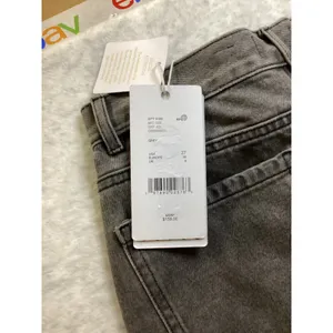 Le ALX Western Belt Jeans Grey High‎ Rise Straight Leg Raw Hem Size 27 NEW thumbnail 6