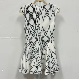 NWT‎ Rumor Boutique White Black Geometric Scuba Fit Flare Mini Dress Small Nylon thumbnail 2