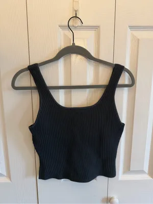 Quince Cropped Square Neck Sweater Knit Tank Grey SIze Medium thumbnail 2
