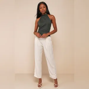 Lulus Cute Inspiration Dark Green Sleeveless Halter Top thumbnail 4