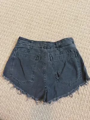 Free People Washed Black Denim Shorts thumbnail 2