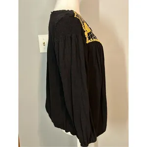 Free People Crepe Crop 3/4 Sleeve‎ Blouse size L BIN O thumbnail 4