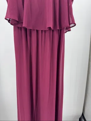 Show Me Your MuMu Caitlin Ruffle Maxi Dress S Merlot Chiffon flowy wedding event thumbnail 9