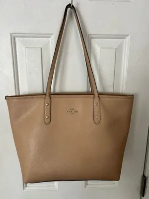 Coach tan toteNude Toned CITY Zip Crossgrain Leather Tote Purse Bag work purse thumbnail 1