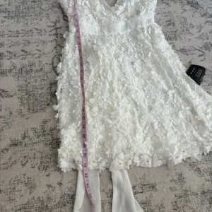 Lulus Totally Beautiful White 3D Floral Tie-Strap Skater Mini Dress Size Small thumbnail 7
