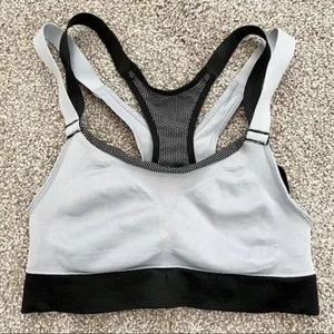 Athleta Double Under Bra Size Small Black Seamless Layered Sporty Clean‎ Girl thumbnail 4
