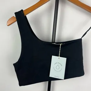 Oak + Fort Black Single Shoulder Crop Bra‎ Top thumbnail 2
