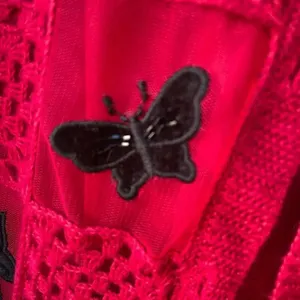 Teddi size XL beaded crocheted button front cardigan. Red thumbnail 7